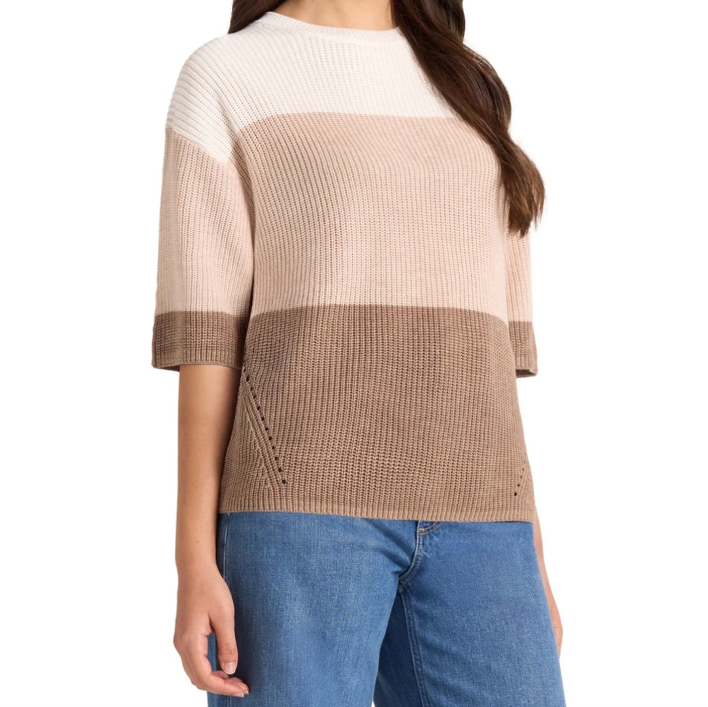 Matty M Women's Elbow Sleeve Colorblock Sweater - Picture 3 of 8